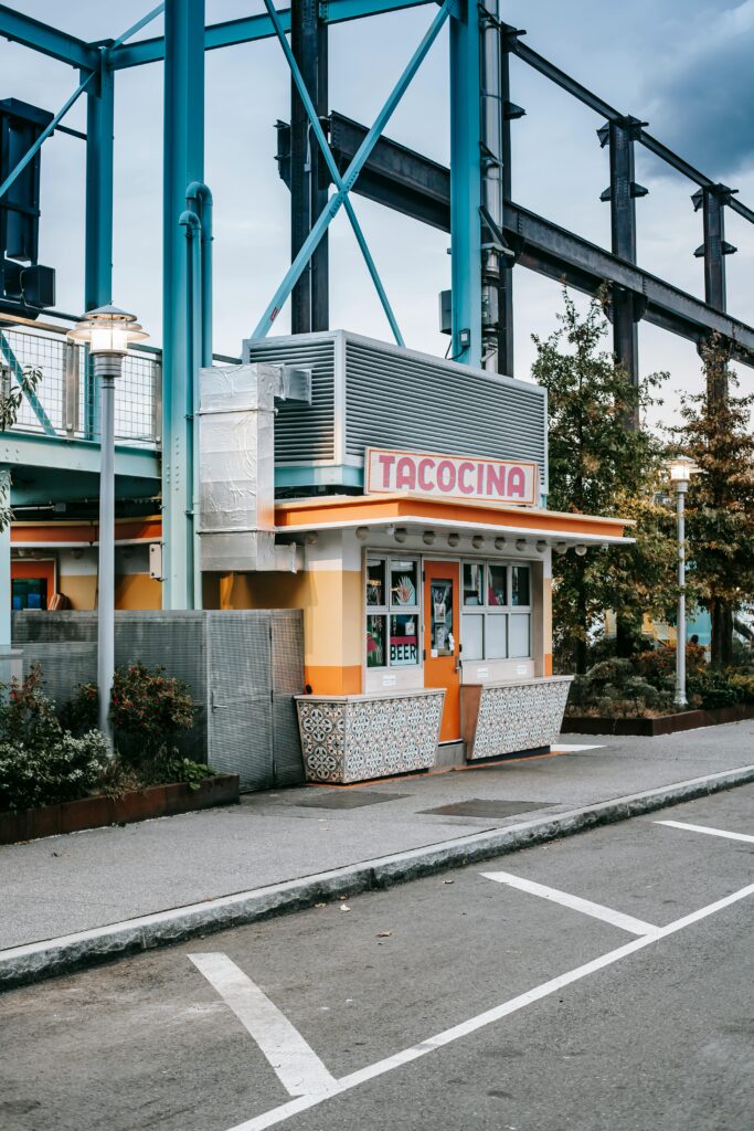 Colorful Tacocina restaurant located in a modern urban setting, ideal for dining and social gatherings.