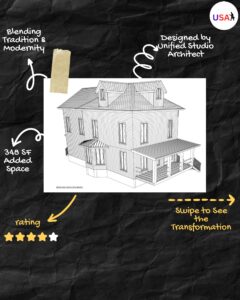 Modern 2-Story Rear Home Addition with gabled roof and open-plan layout