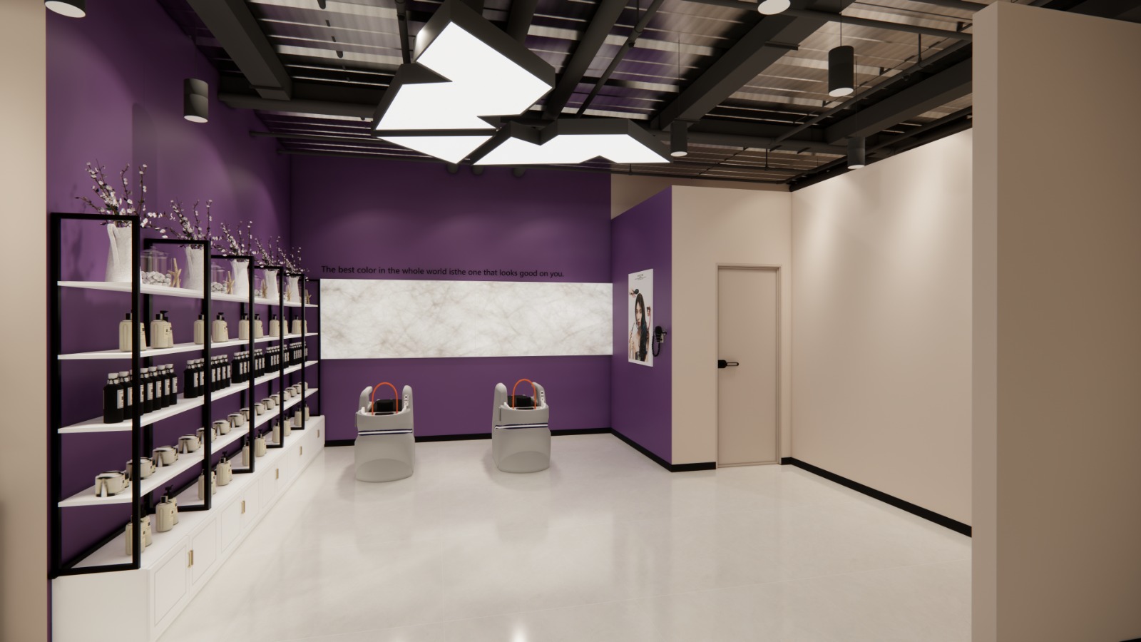 Commercial Interior Design 3D Render Perspective 2 for Magic Fingers Braiding